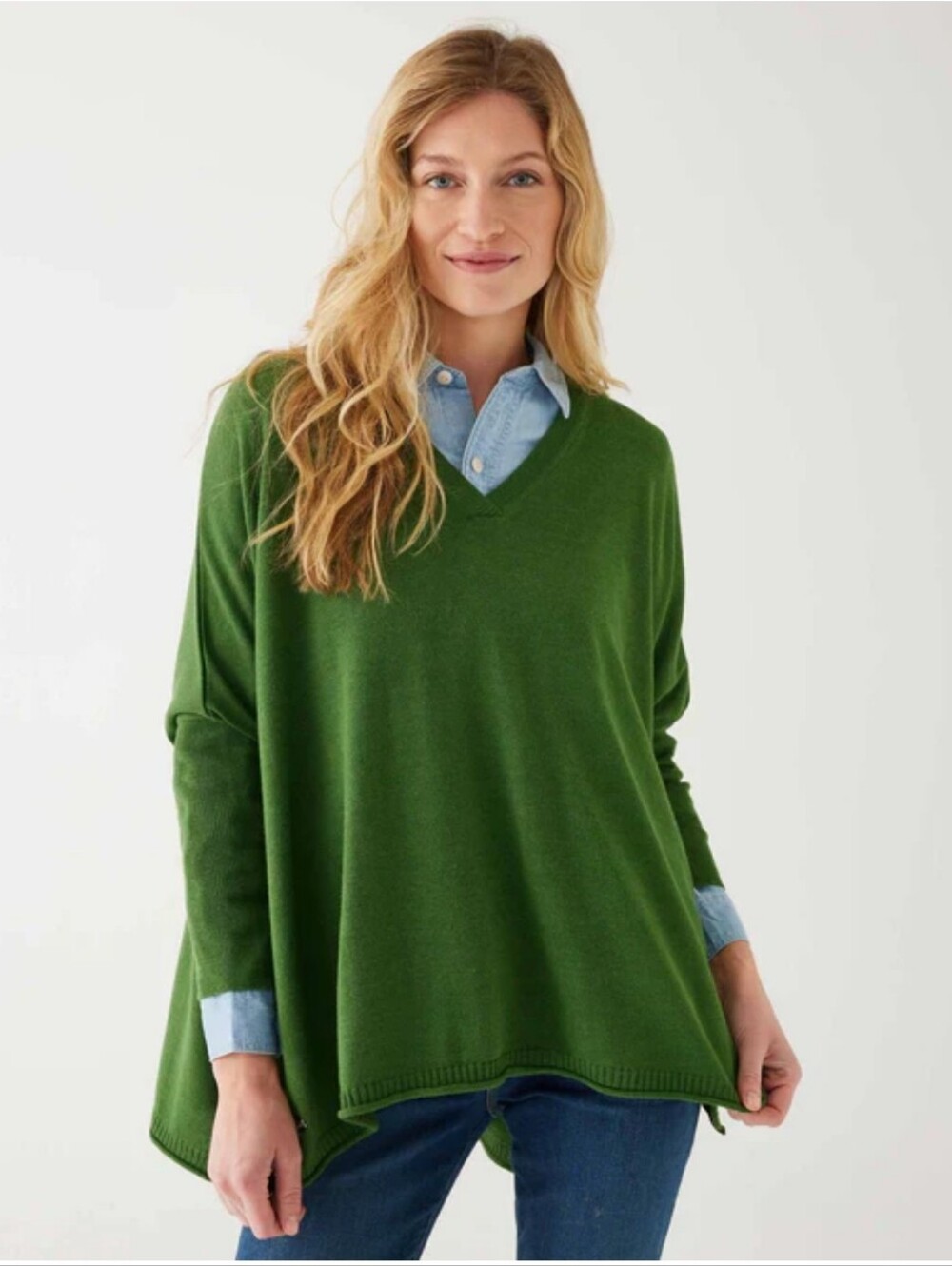 NWT Mersea Wmn Catalina V-neck Sweater Emerald OS Quiet Luxury Norm Cozy Minimal